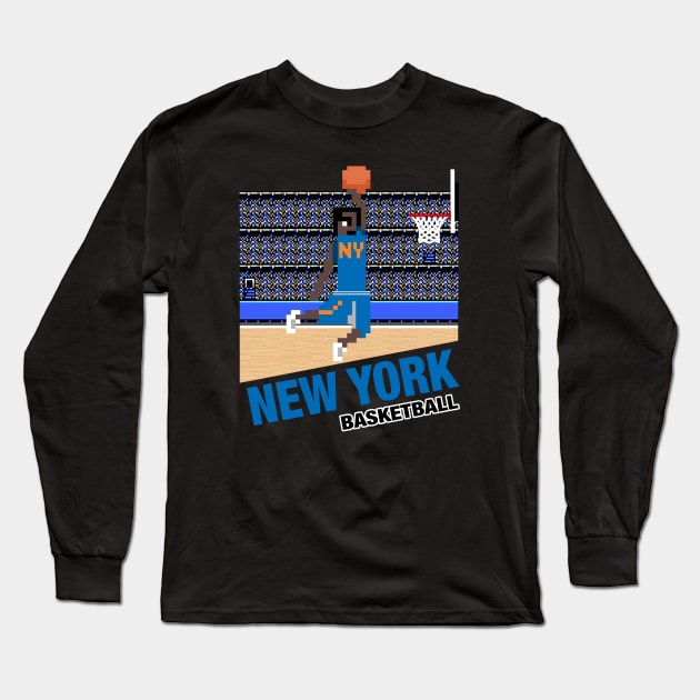 New York Basketball 8 bit pixel art cartridge design Long Sleeve T-Shirt by MulletHappens